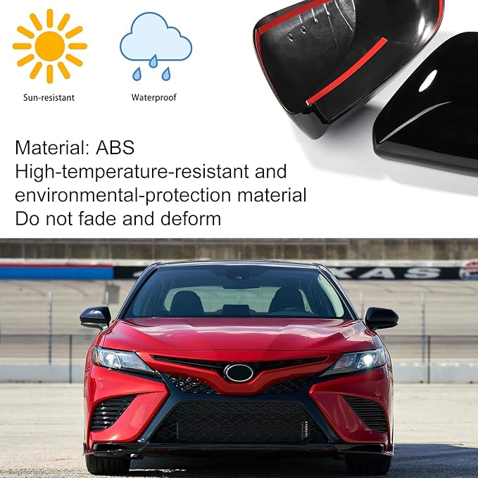 CKE Compatible with Toyota Camry 2026 2025 2024 2023 2022 2021 2020 2019 2018 Accessories Car Exterior Door Side Rearview Mirror Guard Cover Trim Caps -Glossy Black