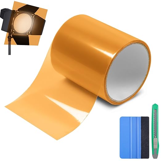Lypumso Color Transform Light Filters, DIY Self Adhesive Car Light Tint Repair Tape for Headlight Fog Tail Lights, Transparent Outdoor Lights Window Home Decor Vinyl Wrap Film (Orange, 4in x 20ft)