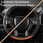 GIANT PANDA Car Steering Wheel Cover for Ford F150 F250 F350 Expedition 15.5-16 inches - Orange