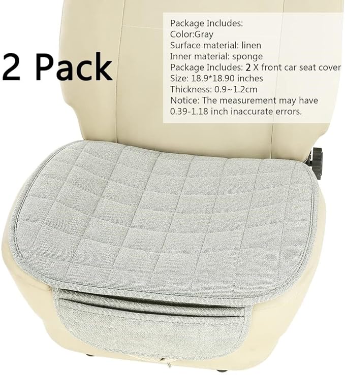 Suninbox Linen Seat Cover for Car,2 Pack Bottom Seat Covers for Trucks, Car Seat Cushion,Pads,Mat,Protector Universal Fit Mos