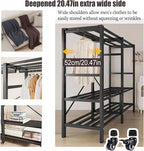 YTLEMON Heavy Duty Clothes Rack with Magnetic Door, Metal Foldable Covered Clothes Rack, Portable Wardroobe Closet System for
