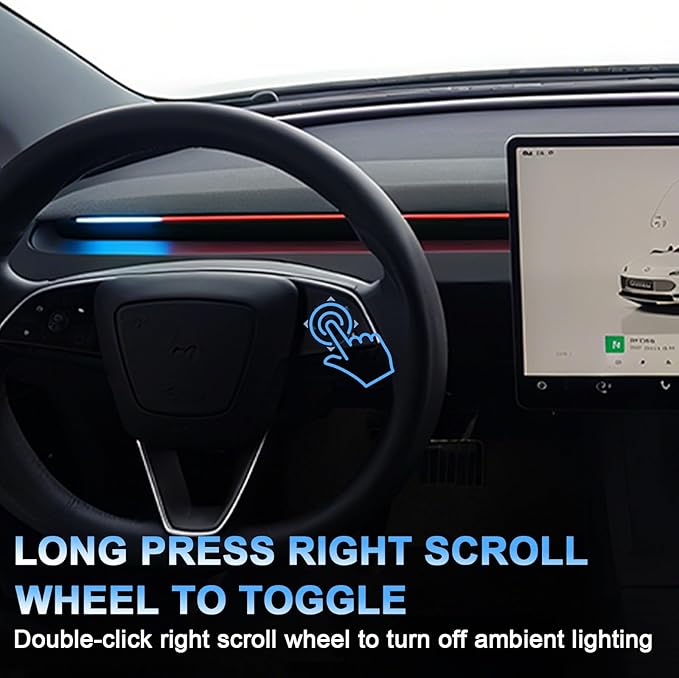 Tesla Smart Blind Spot Detection Ambient Lighting for Tesla Model 3 Y Highland Juniper, Plug-and-Play, Custom Color Modes Dyn