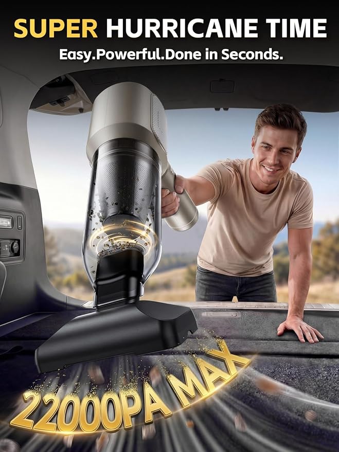REWONDER Car Vacuum Cleaner High Power, 22000Pa Vacuum Cleaner & 110000RPM Air Duster, Handheld Vacuum with 7800mAh Battery f