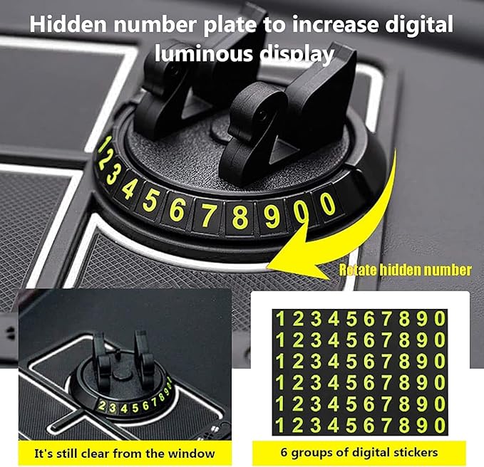 MMAK Anti-Slip Car Dashboard Mat with Phone Holder & Aromatherapy - Universal Non Slip Sticky Rubber Pad with 2 Aroma Sticks 