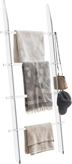 MESAILUP Blanket Ladder 5.6FT for Bathroom, 4 Tier Modern Decor Waterproof Blanket Holder for Living Room and Bedroom, Easy A