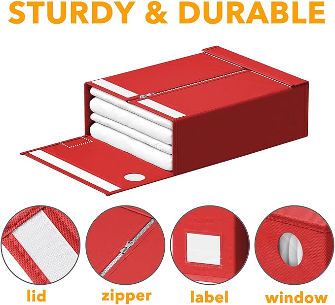 SpaceAid 6 Pack Bed Sheet Organizers and Storage, Foldable Sheet Organizer with Window for Linen Closet, Set Folder Keeper fo