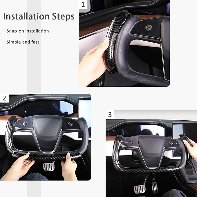 Steering Wheel Cover for Tesla Yoke Steering Wheel, Car Steering Wheel Cover for Tesla Model S 2021-Present/Model X 2021-Present Steering Wheel Accessories Black