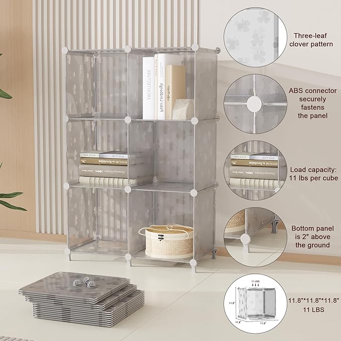 UNKU Cube Storage Organizer, 16 Cube Closet Organizer Storage Shelves, DIY Stackable Bookcase, Clothes Organizer Shelf for Cl