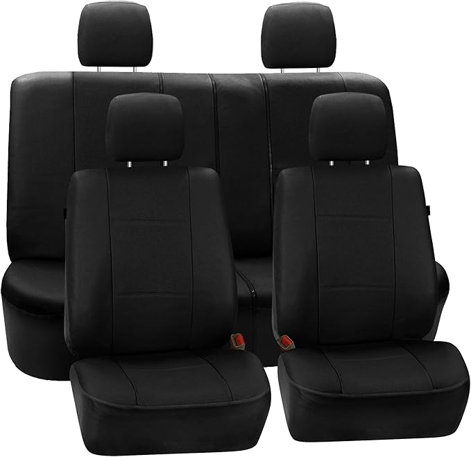 FH Group Full Set Faux Leather Car Seat Covers for Low Back Front Seat Covers, Airbag Compatible, Split Bench Rear Seat, Univ