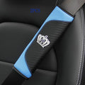 HYL World 2PCS Car Accessories Leather Car Seat Belt Cover Seat Belt Shoulder Pads with Bling Crystal Crown Decor,Blue