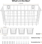 MaraFansie Hanging Kitchen Baskets Wire Storage Basket Adhesive and Screws Basket Over the Cabinet Door Organizer with Adhesi