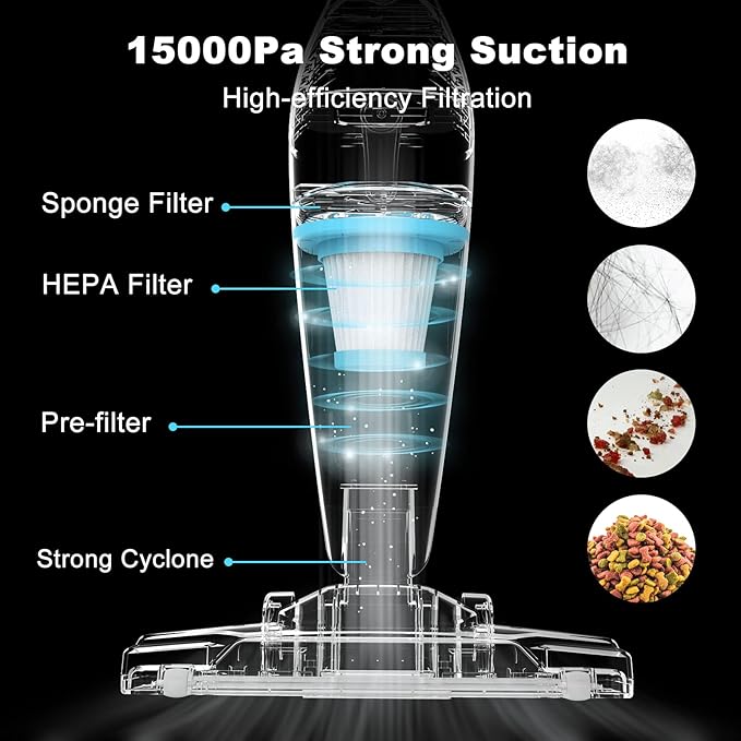 Intercleaner Corded Vacuum Cleaner, 15KPa Powerful Suction with 400W Motor, 12 in 1 Lightweight Bagless Stick Vac with Handhe