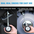 Nilight Tire Pressure Gauge 160PSI Heavy Duty Stainless Steel Dual Head Air Pressure Chucks ANSI B40.1 Certified Large 2" Dial Wheel Checker for Truck Semi Truck ATV Motorhome Cars & RV Accessories