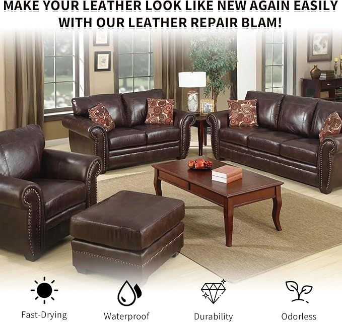 Dark Brown Leather Recoloring Balm with 100ml Mink Oil,Leather Couch Scratch Remover,Leather Repair kit for Vinyl Furniture a