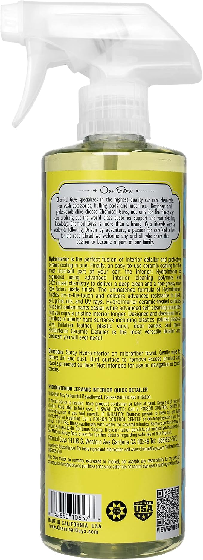 Chemical Guys SPI22716 HydroInterior SiO2 Ceramic Interior Quick Detailer and Protectant for Interiors, Furniture, Apparel, a