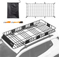 TUFFIOM 84"x 39"x 6" Rooftop Cargo Carrier, Universal Steel Roof Rack Basket w/Net+Storage Bag+Straps, Heavy Duty Extensionable Car Top Rack Luggage Holder Carrier Basket for SUV Car Truck Van