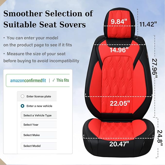 Coverado Car Seat Cover Full Set, Leather Seat Covers for Front and Rear, Waterproof Seat Covers 5 Seats, Luxury Car Seat Pro