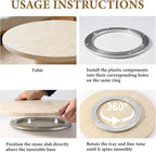 Koville 16'' Beige Marble Lazy Susan Travertine Turntable for Kitchen Dinning, Marble Lazy Susans Organizer for Cabinet, Serv