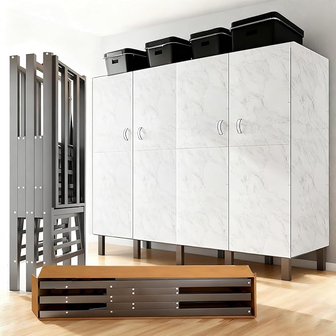 Freestanding Heavy Duty Wardrobe Closet with Magnetic Door, Portable Metal Closets, Foldable Wardrobecloset Organizers and St