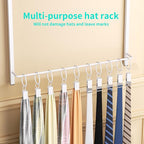 HapiRm Over Door Hat Organizer - 4 Tier Wall Mounted Hat Rack with 24 Hooks and 10 Movable Clips, Hanging Baseball Cap Organi