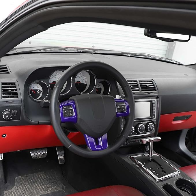 Linskip Steering Wheel Trim Compatible with Dodge Dart/Challenger/Charger/Durango 2009-2014 & Journey 2013-2023, Dart Steering Wheel Cover, Dart Interior Accessories 3Pcs(Purple)