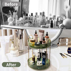 Asayuee 360 Rotating Makeup Organizer for Vanity,2 Tier Large Capacity Skincare Organizers,Bathroom Counter Organizer, Spinni