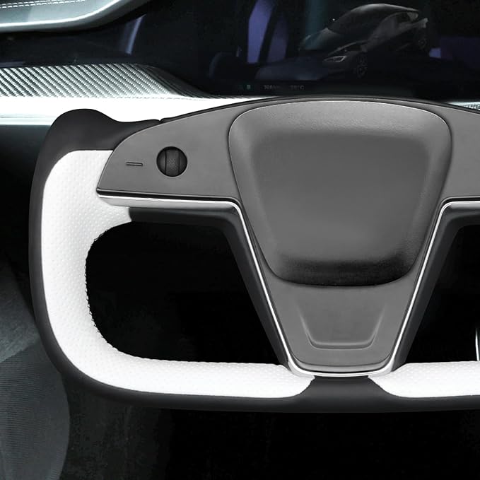 MEWANT Hand Stitched Tesla Model S Yoke Steering Wheel Cover Wrap for Tesla Model S 2021-2023 / Model X 2021-2023 Tesla Yoke Steering Wheel Accessories