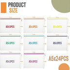 24pcs Mesh Zipper Pouch File Bags Puzzle Storage Bags, A5 Size 9.4 x 6.9 Inches Large Reusable Zipper Pouches for Organizing 