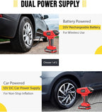 Tire Inflator Portable Air Compressor, 160PSI Cordless Handheld Tire Pump with 20V Battery & 12V DC Dual Power, 4X Faster Inflation, Auto Shut Off, Digital Gauge for Car, Motorcycle, Bicycle, E-Bike
