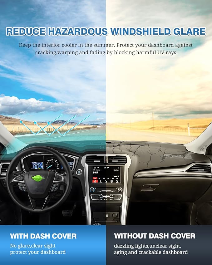 FIILINES Dash Cover Fit for Ford Fusion 2013-2020 Dashboard Cover Fusion Accessories Dash Mat Sunshade Nonslip Mesh Protector