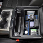 EDBETOS Center Console Organizer Tray Compatible with GMC Sierra 1500 Accessories/Silverado 1500 2014-2018 / Silverado 2500/3500 HD 15-19 /Suburban/Tahoe/Yukon 15-20 Armrest Storage Box (Blue Trim)