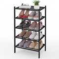 Smiry Small Bamboo Shoe Rack 5-Tier, Stackable Wooden Shoe Organizer for Entryway & Closet, Free Standing Wood Shoe Storage S