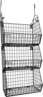 3 Tier Hanging Foldable Wire Baskets Closet Organizer Clothes Shelves Countertop Caddy Bin Wall Mount Shelf Storage Basket fo