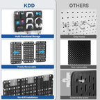 KDD 9 in 1 RGB Gaming Wall Organizer Peg Board - DIY Pegboard Combination Kit with Phone Stand/Pen Holder/Storage Box/Headset