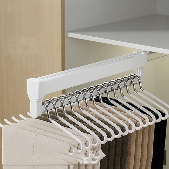 Adjustable Pull Out Clothes Rail - Extendable Closet Organizer Rack for Pants & Coats, 30-80cm - Space-Saving Hanger Solution
