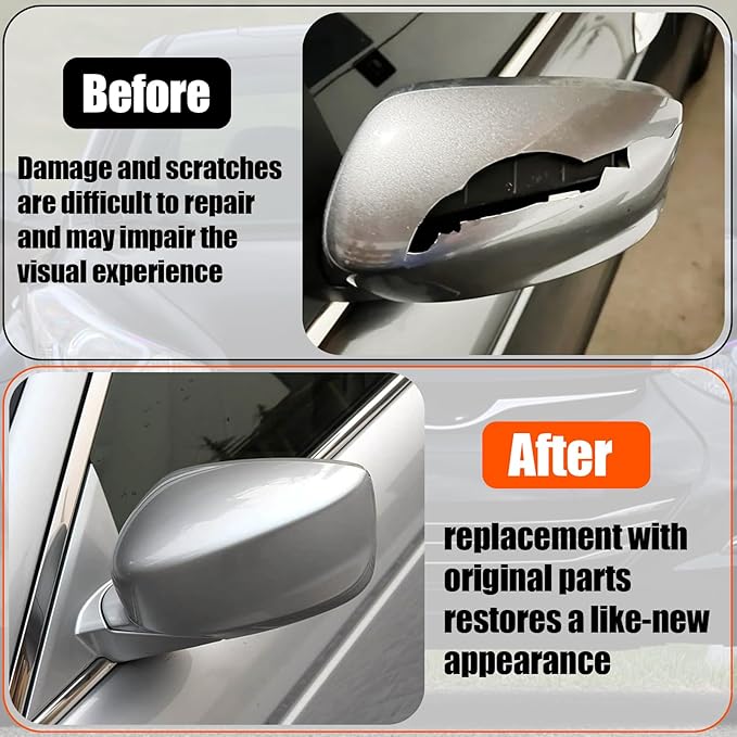 Yumzeco Compatible with Honda Accord Side Mirror Cover Trim 8th Gen 2008 2009 2010 2011 2012, Silver Door Rearview Mirror Cap Replacement for Honda Accord W/O Light Hole - Left Driver Side