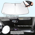 TINGLU Sun Shade for Mini Countryman Cooper F66 SUV 2017-2025 2026 Accessories Windshield Sun Shade Window Shade UV Rays Protection Sun Visor Cover with Steering Wheel Sunshade Storage Bag