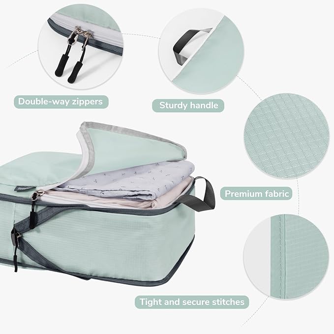 CherryNow Compression Packing Cubes, 7 Set Packing Cubes for Travel, Travel Essentials for Suitcase, Luggage Organizer Bags f