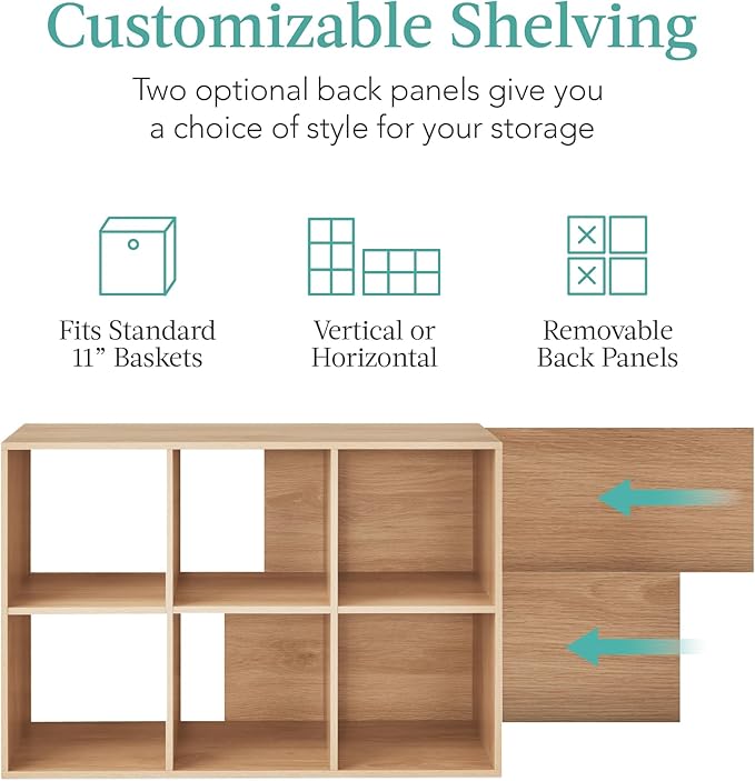 Best Choice Products 6-Cube Storage Organizer, 11in Shelf Opening, Bookcase, Display Shelf, Customizable w/ 3 Removable Back 