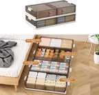 2 Pack Under Bed Storage Containers With Wheels,StackableFoldable Under Bed Storage Containers With Lids for Clothes Shoes Bl