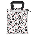Car Trash Bag Large Hanging Can for Back of Seat, Cute Waterproof Car Garbage Bag for Vehicle, Travelling, Outdoor Pink Leopard Heart
