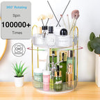 360 Rotating Makeup Organizer - Large Capacity Spinning Perfume & Cosmetic Skincare Holder for Countertop (Pearl White, 2 Tie