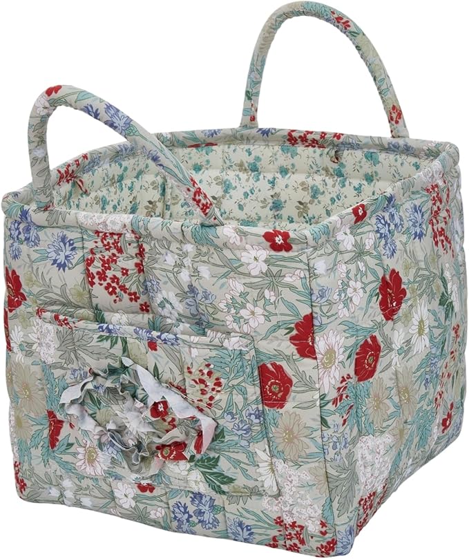 Boho Fabric Storage Basket, Large Capacity Laundry Basket, 12.2'' x 10.23'' x 10.23'' Collapsible Laundry Hamper with Easy Ca