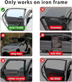 Window Sun Shade Car Curtains - Side Thiken Sun Shades Magnetic 100% Block Light Car Window Covers with Cooler Feeling (Black, T-4pcs)