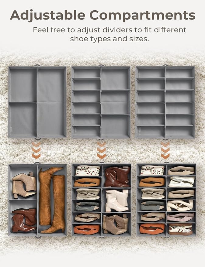 Under Bed Shoe Storage Organizer with Under Bed Storage Bins