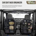 WYNEX Car Seat Organizer, Molle Backseat Cover Organizer Protector with Sling Rack, Visual Pocket and Patch, Universal Vehicle Fits for F150, Jeeps, Pickups & Trucks for Road Trips