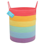 OrganiHaus Large Rainbow Woven Laundry Basket w/Handles 52L, Decorative Toy Storage Bin for Nursery, Colorful Blanket Basket 
