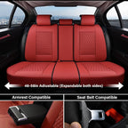 Coverado Car Seat Covers Full Set, Red Seat Covers for Car with Lumbar Support, Nappa Leather Seat Covers Waterproof Car Seat