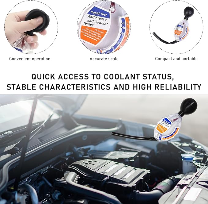 KVAEY 4PCS Coolant Tester Accessory, Automotive Professional Antifreeze Densitometer Freezing Testing Tool, Universal Coolant