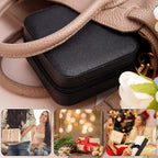 Neveika 2pcs Portable Travel Mini Jewelry Box Leather Jewellery Ring Organizer Case Storage Gift Box Girls Women (black).